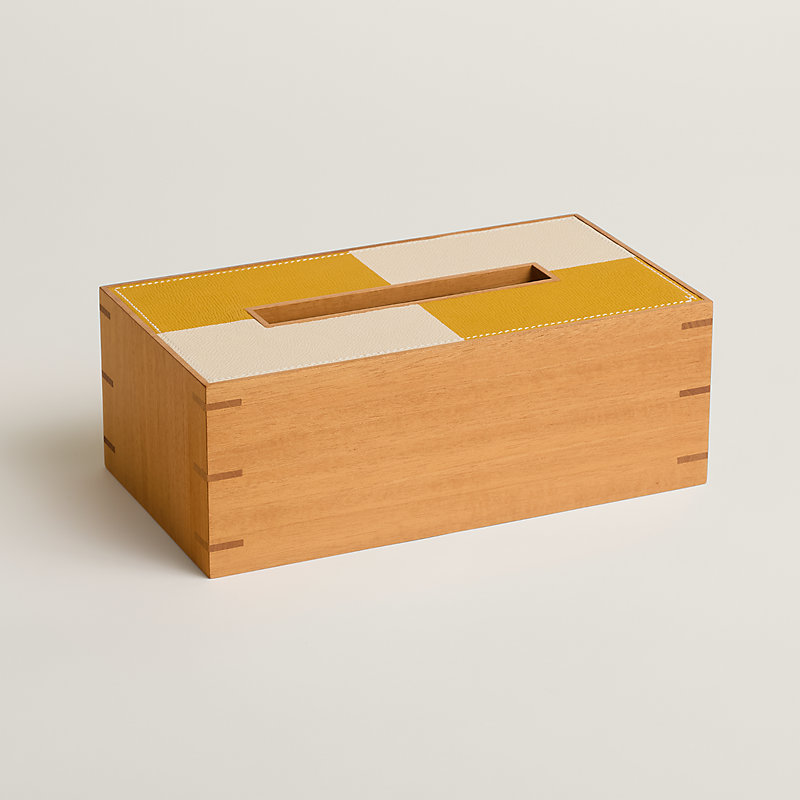 Pleiade en Casaque tissue box, large model - Yellow | Hermès
